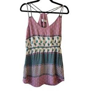 Lucy Love Dreamcloud Top Mauve Teal Geometric Floral Ditzy Medium Boho Summer